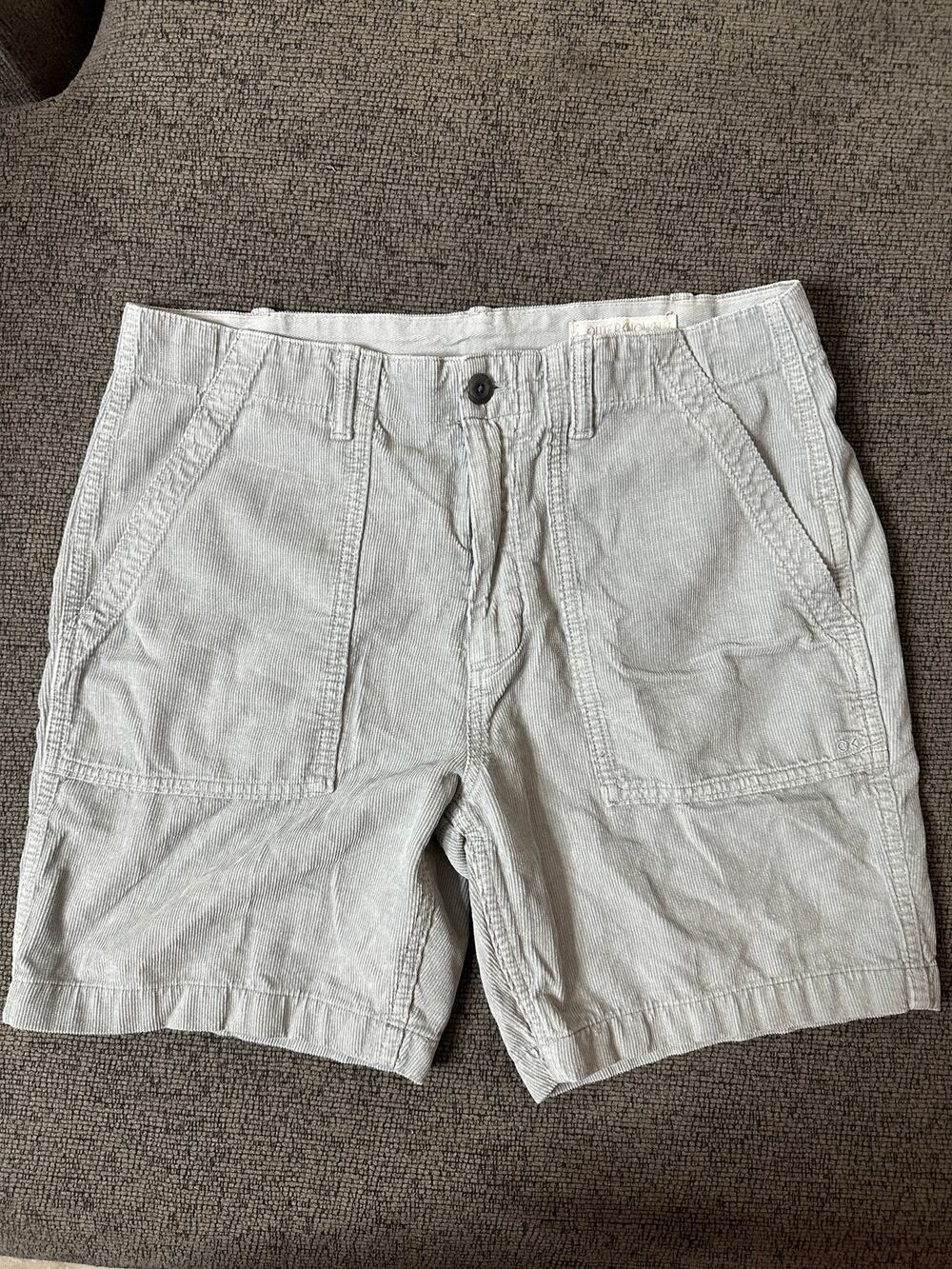 Outerknown Seventyseven Cord Utility Shorts Light Sage Green Corduroy size 32